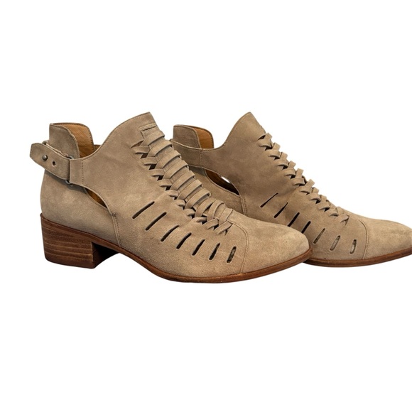 Sam Edelman Pierson Taupe Suede Woven Cutout Western Ankle Boots Size 6.5 - Picture 3 of 10